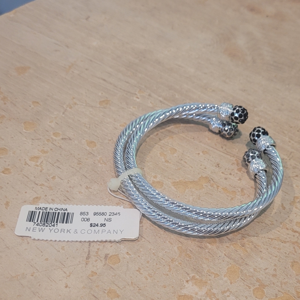 New York & Company Silver Twisted Bracelet Set